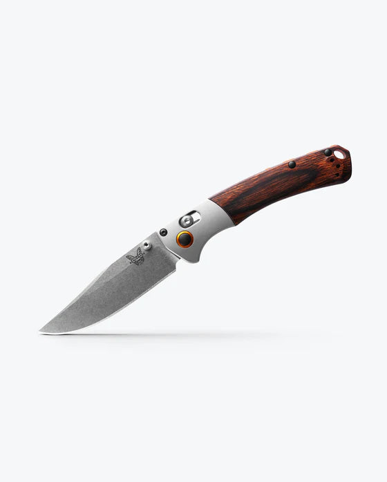 Benchmade MINI CROOKED RIVER | GRAY ALUMINUM & WOOD | CLIP-POINT